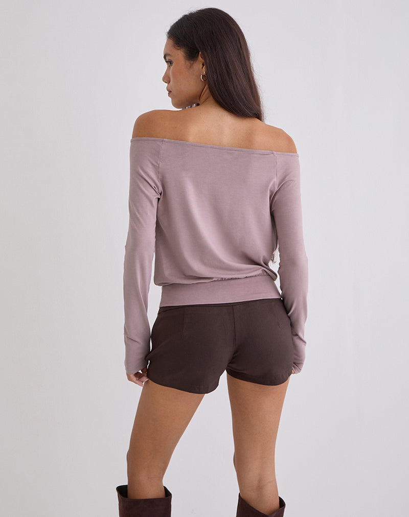 Sore Long Sleeve Cowl Top in Jersey Dusty Mauve