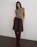 Neleta Midi Skirt in Poplin Bitter Chocolate