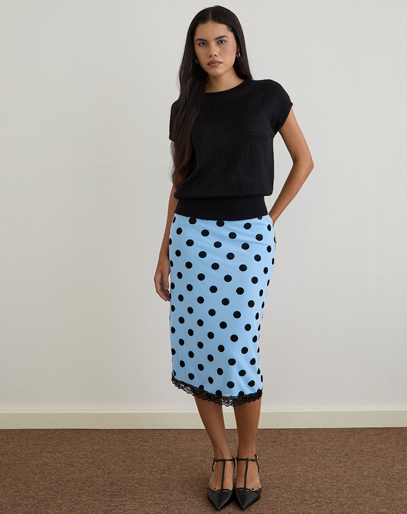 Sorin Deep Waistband Top in Knit Black