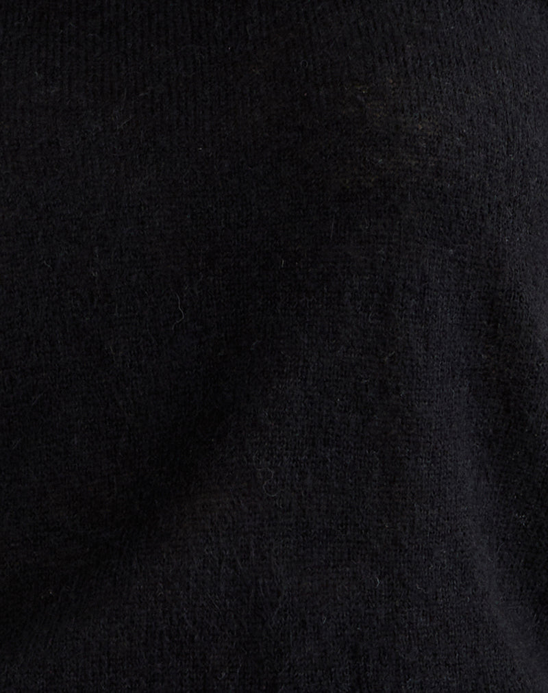 Sorin Deep Waistband Top in Knit Black