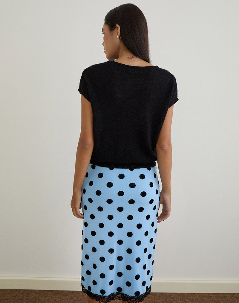 Sorin Deep Waistband Top in Knit Black