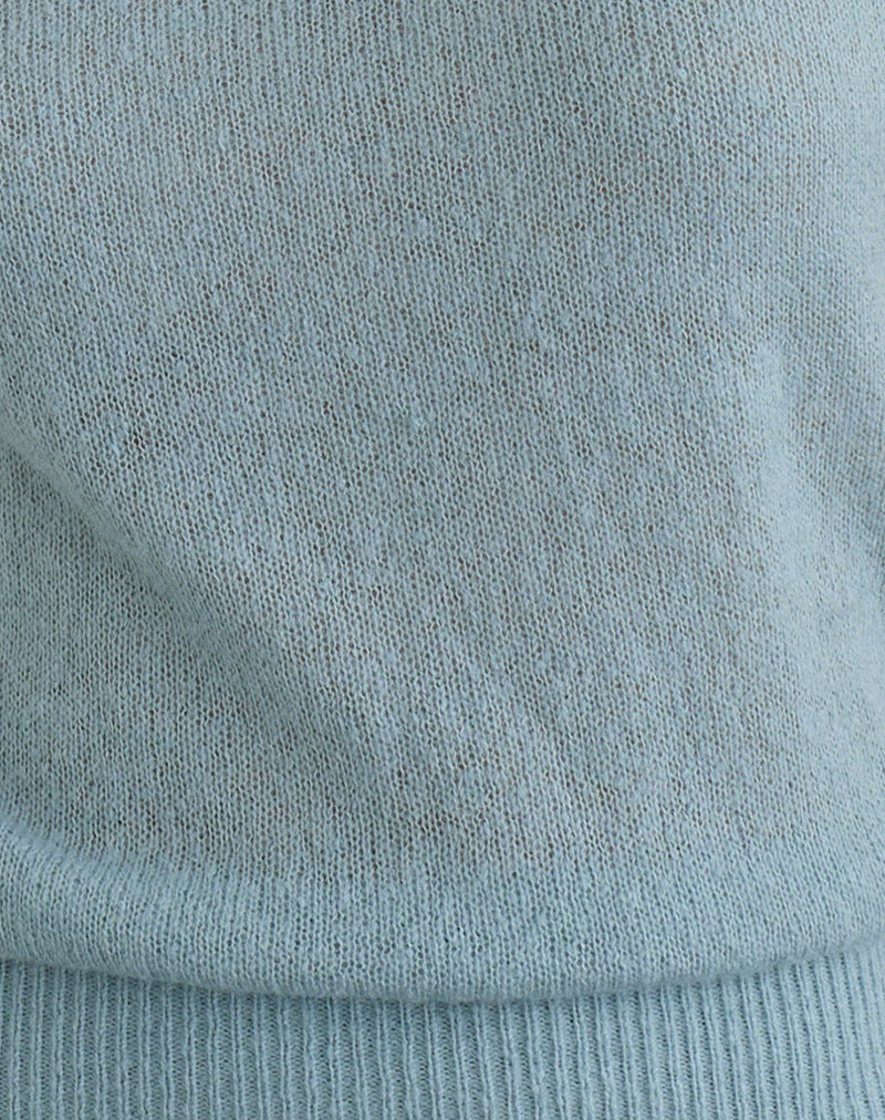 Sorin Deep Waistband Top in Knit Blue