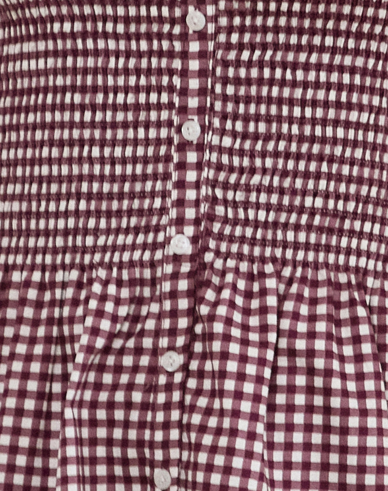 Soter Top in Mini Gingham Wine