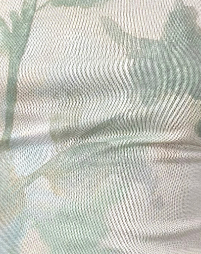 Soyan Asymmetrical Top in Abstract Painted Flower Blue