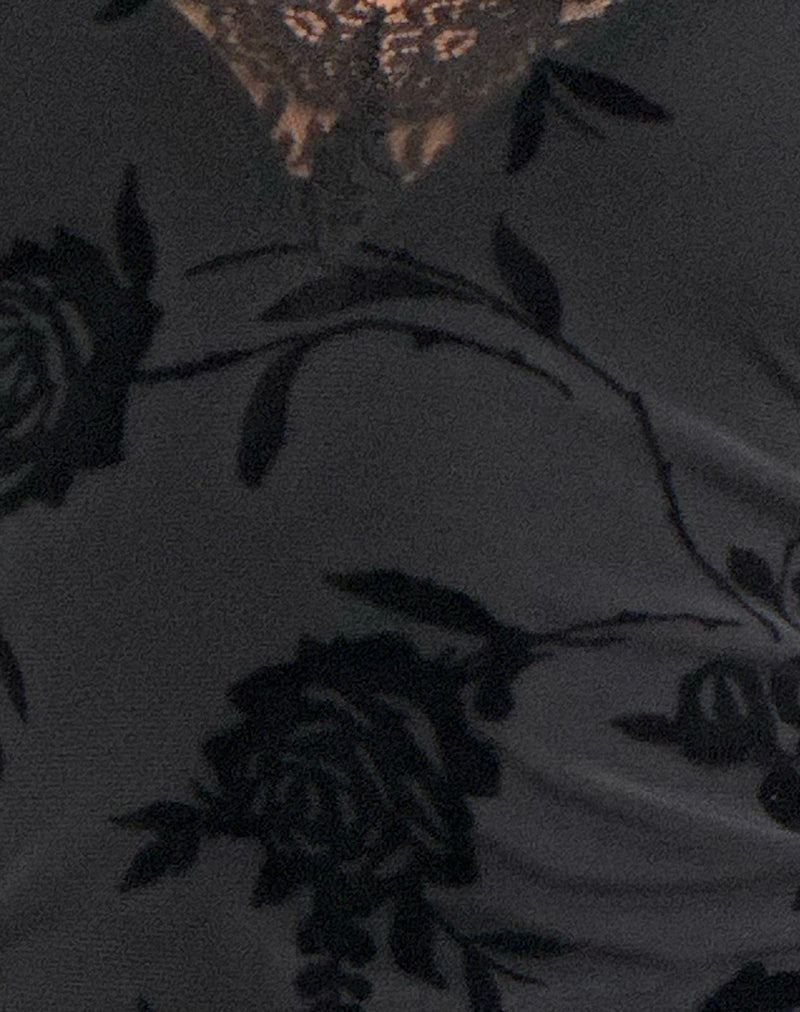 Sroti Long Sleeve Top in Rose Flock Black