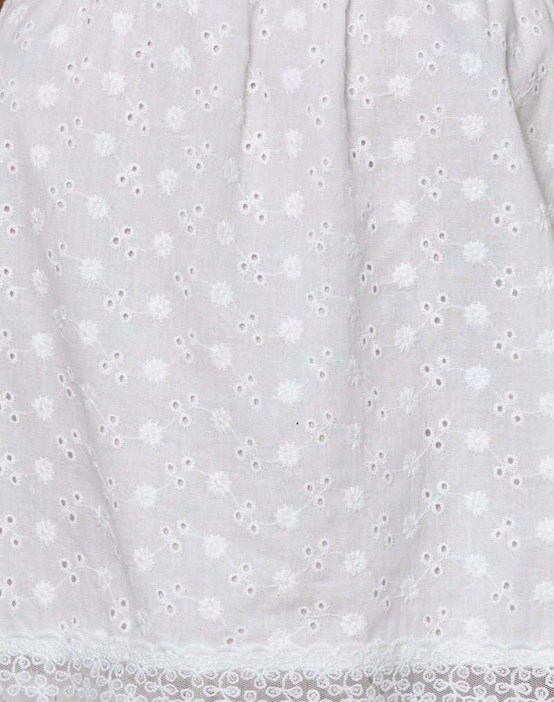 Charada Lace Trim Bloomer Short in Broderie Ivory