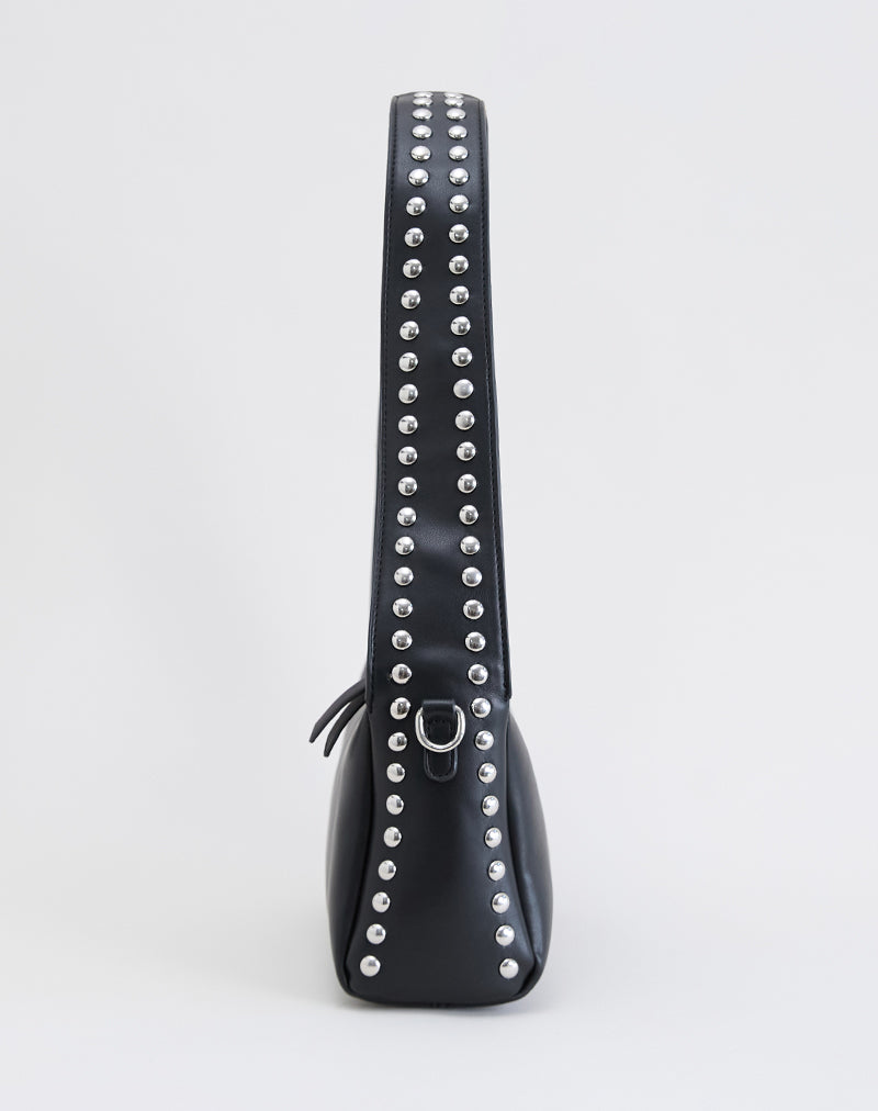 Studded Shoulder Bag in Black