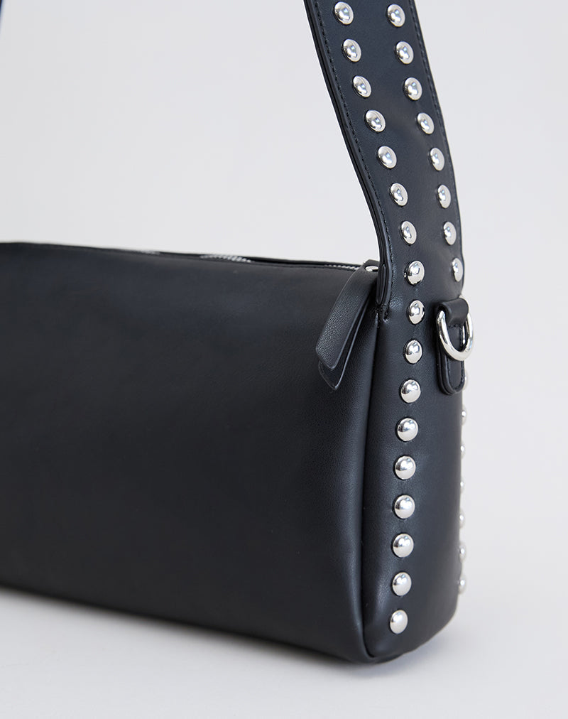 Studded Shoulder Bag in Black