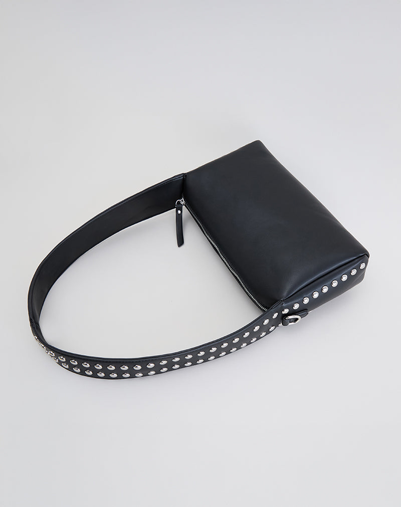 Studded Shoulder Bag in Black