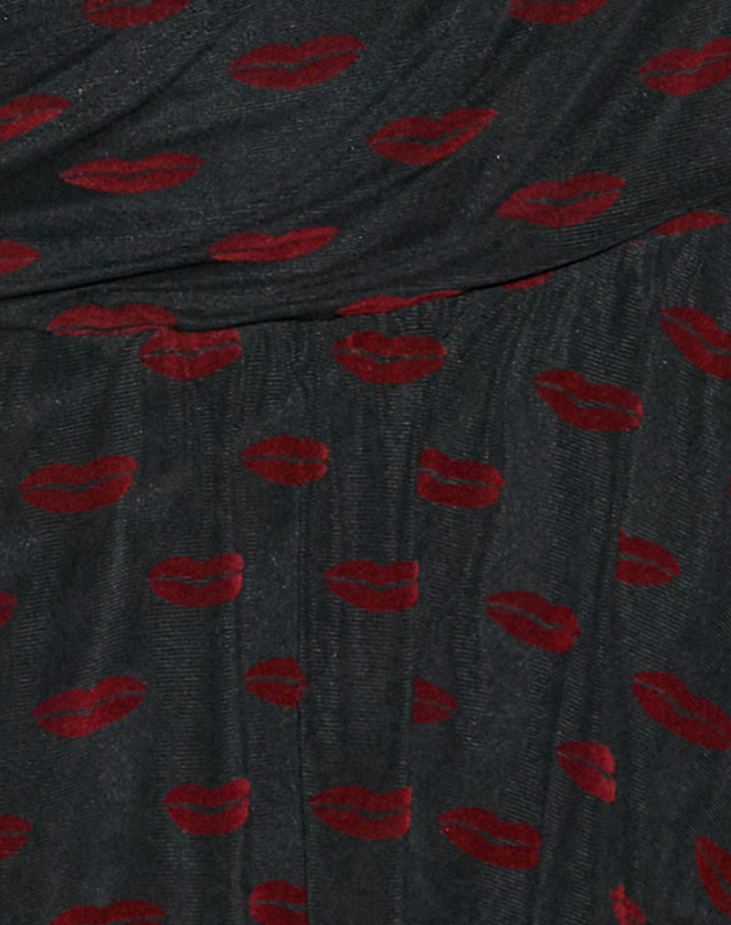 Subala Mini Skirt in Lips Flock Black