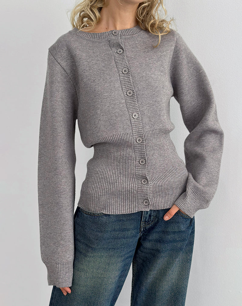 Subra Long Sleeve Cardigan in Grey