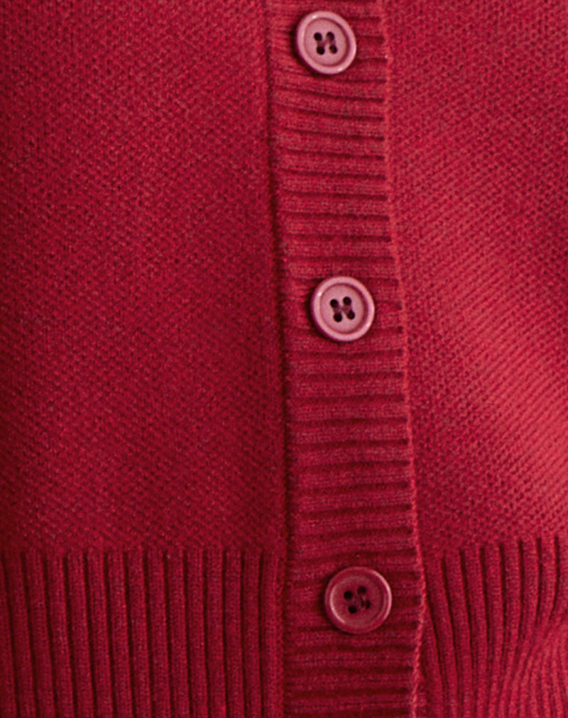 Subra Long Sleeve Cardigan in Red