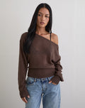 Suena Asymmetric Jumper in Knit Dark Chocolate
