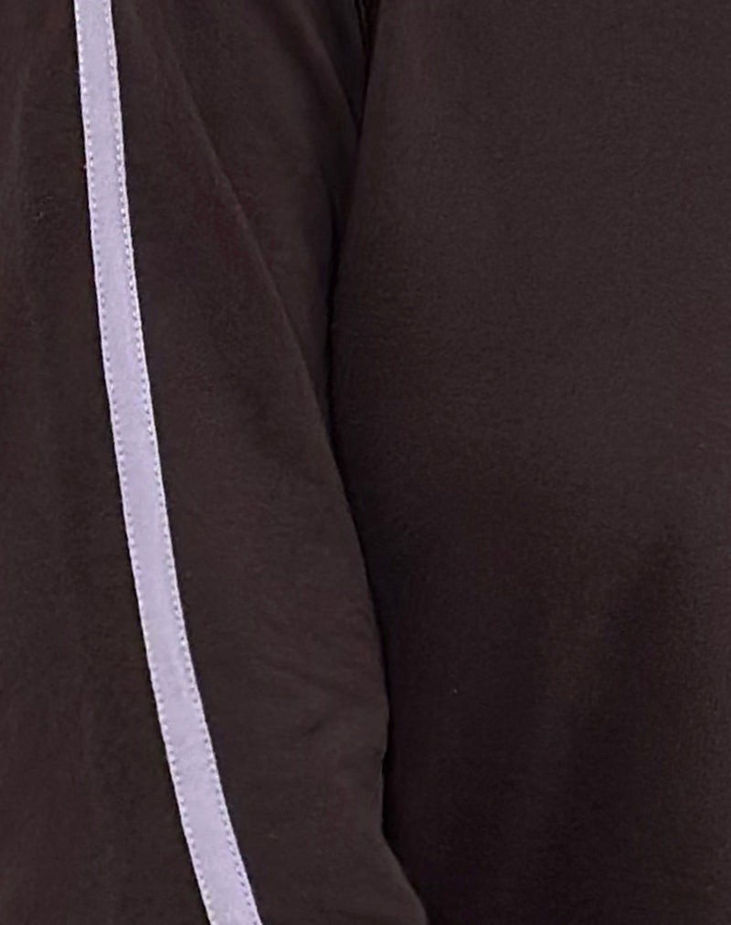 Sujana Asymmetric Sweatshirt in Bitter Chocolate with Violet Binding