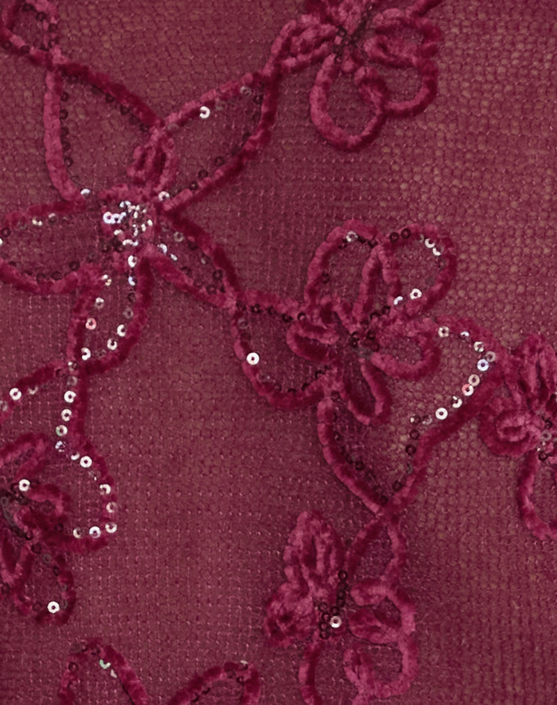 Sukita Cardigan in Sequin Knit Burgundy