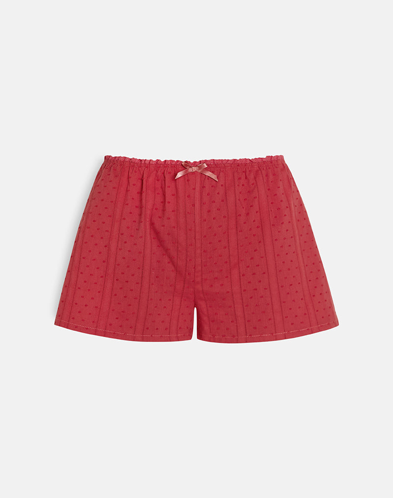 Sumi Shorts in Cotton Dobby Red
