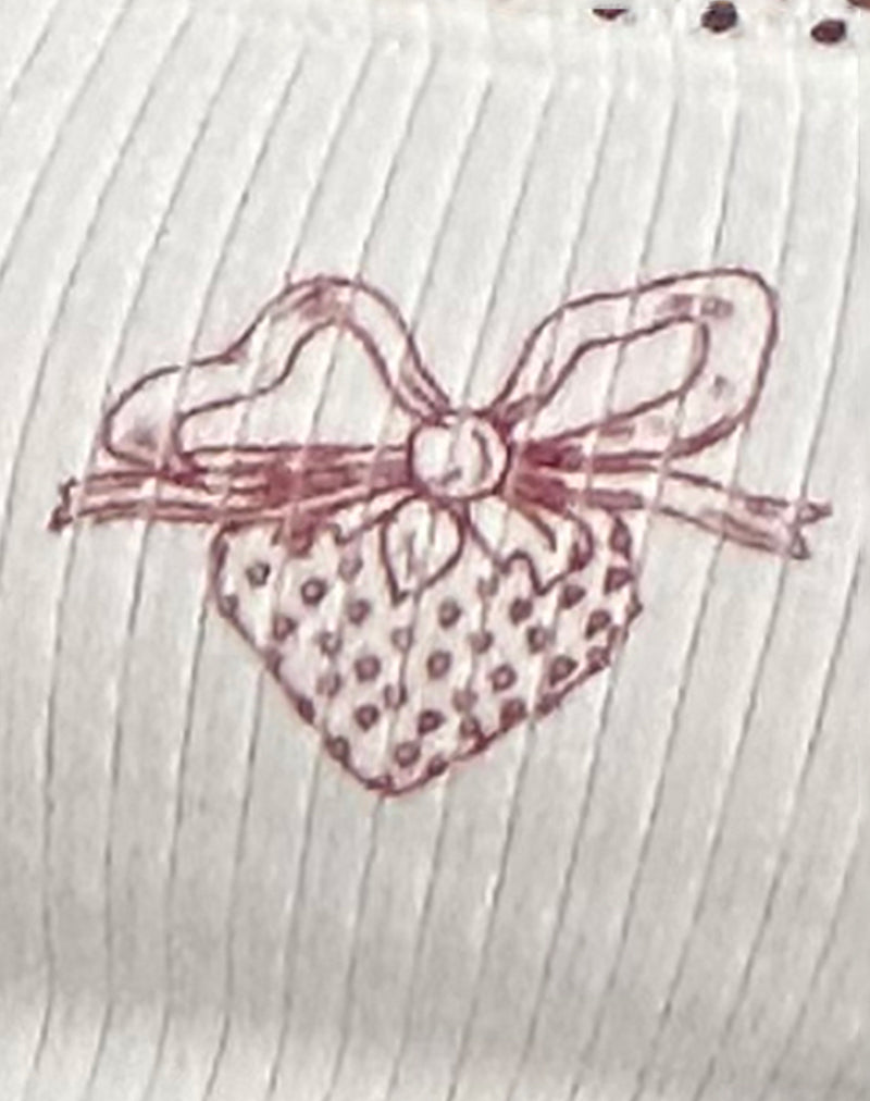 Suna Vest Top in Off White with Strawberry Bow Print