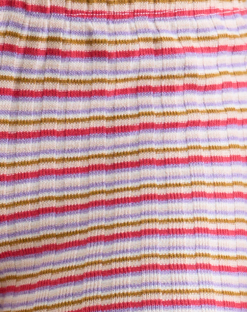 Eunia Shorts in Stripe Rib Pink and Lilac