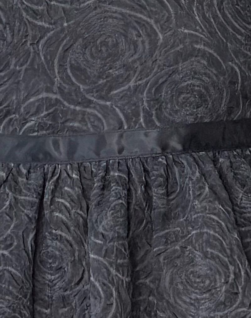 Sunja Peplum Top in Textured Black Chiffon