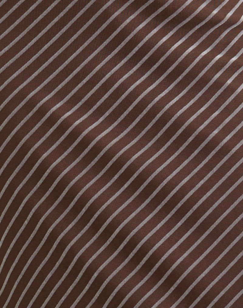 Surina Maxi Skirt in Diagonal Striped Flock Brown and Cream