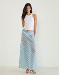 Surina Maxi Skirt in Blurred Check Blue