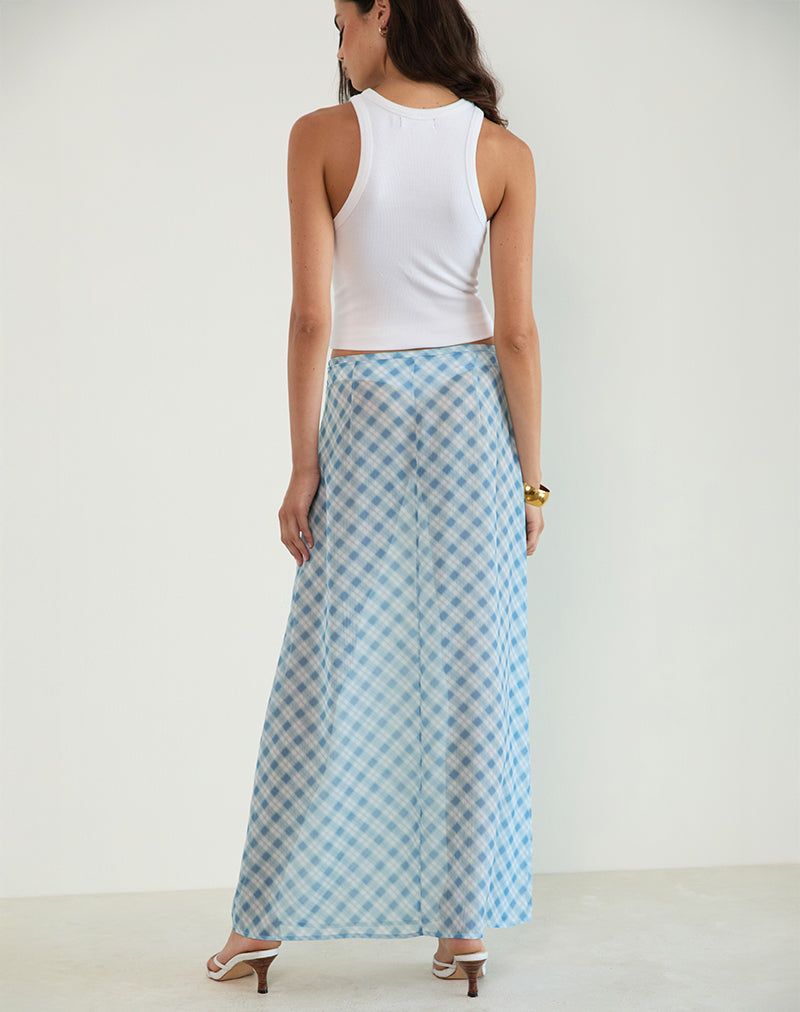 Surina Maxi Skirt in Blurred Check Blue