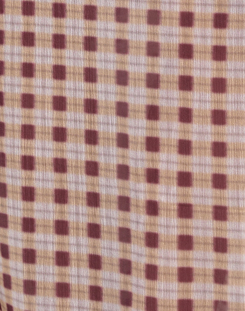 Surina Maxi Skirt in Chiffon Blurred Check Peach