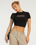 Surtila Crop Top in Black 2000 Hotfix Diamante