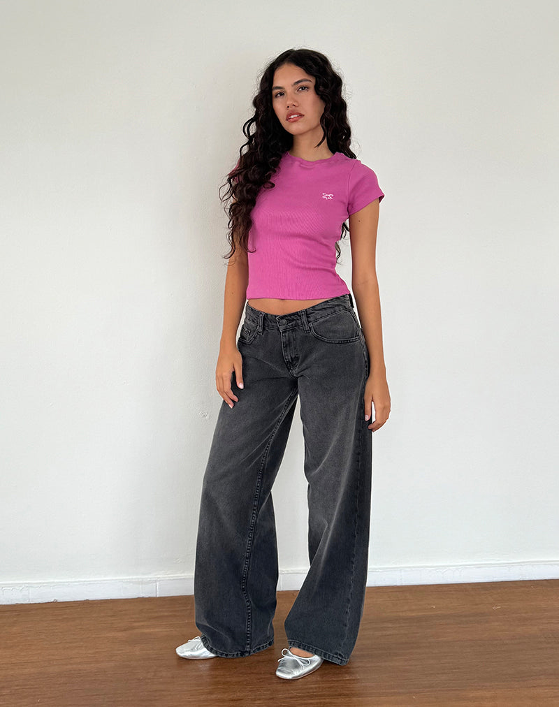 Suti Tee in Cashmere Pink with Light Pink Bow M Embroidery