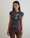 Sutin Tee in Beluga Grey with Martini Girl Graphic