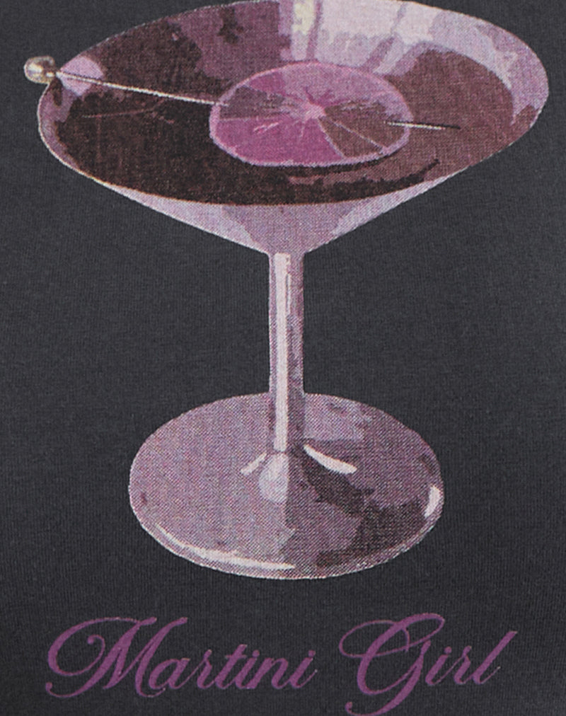 Sutin Tee in Beluga Grey with Martini Girl Graphic