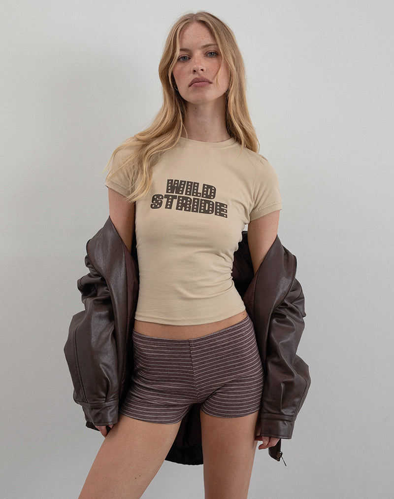 Sutin Tee in Coconut Milk with Wild Stride Graphic