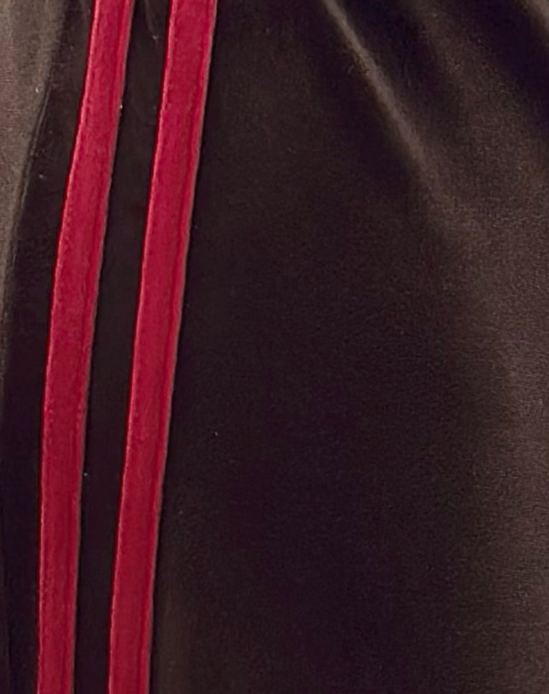 Belita Trosuers in Brown Velour with Red Side Stripe