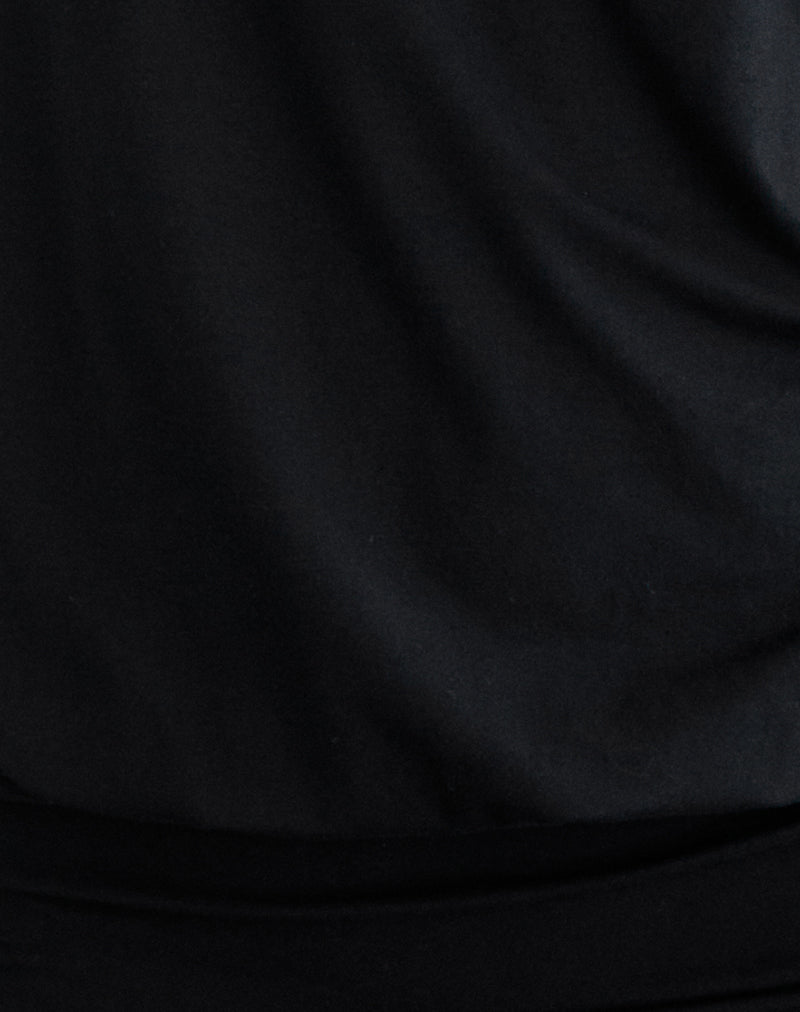 Sybe Cut Batwing Sleeve Mini Dress in Black