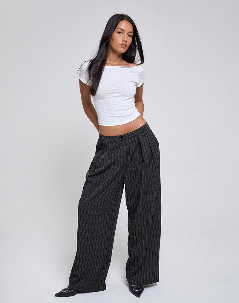 Syra Pleated Trousers in Pinstripe Black
