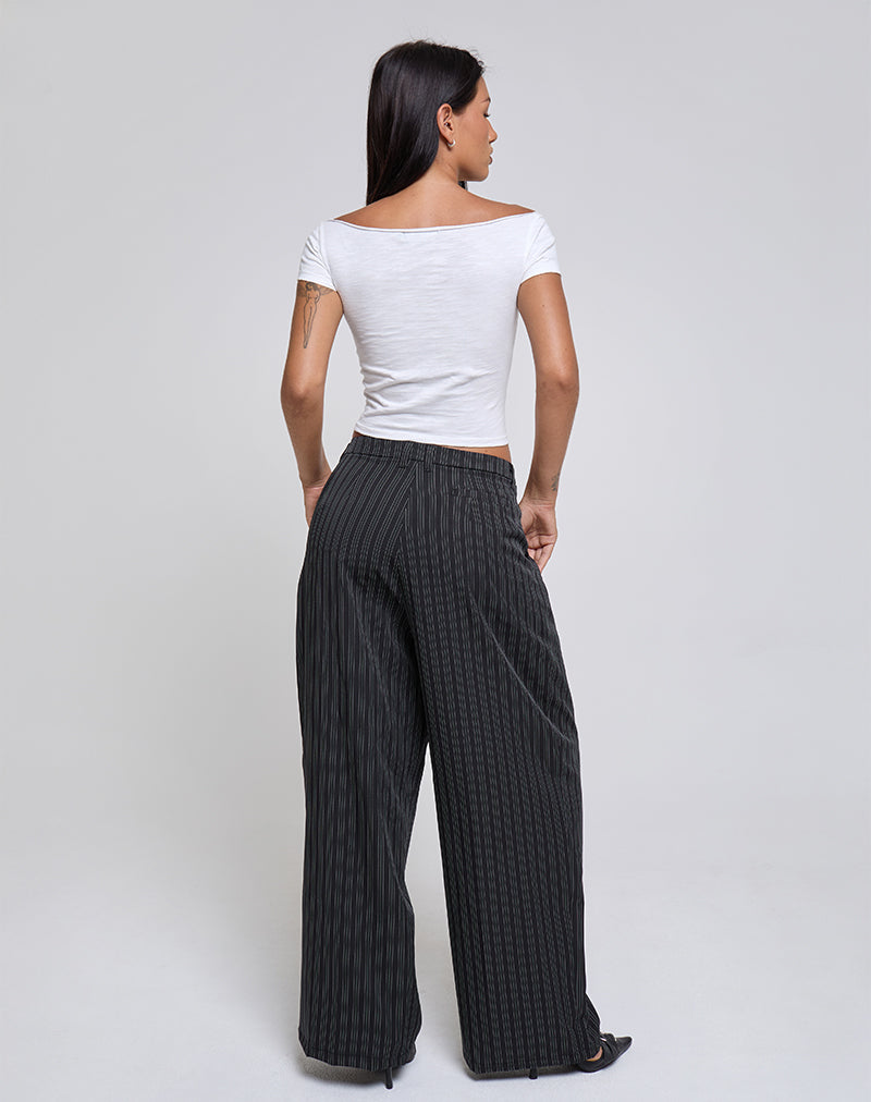 Syra Pleated Trousers in Pinstripe Black