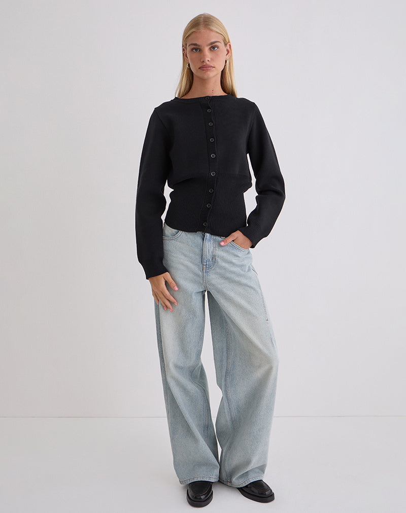 Subra Long Sleeve Cardigan in Black