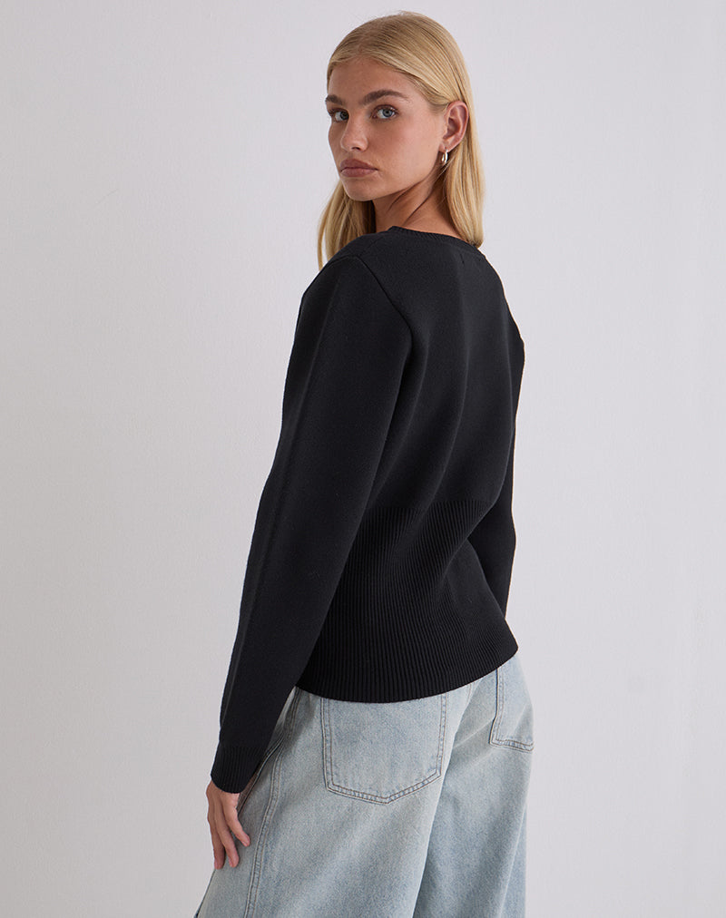 Subra Long Sleeve Cardigan in Black