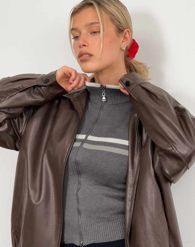 Tabeya Sleeveless Knit Jacket in Grey