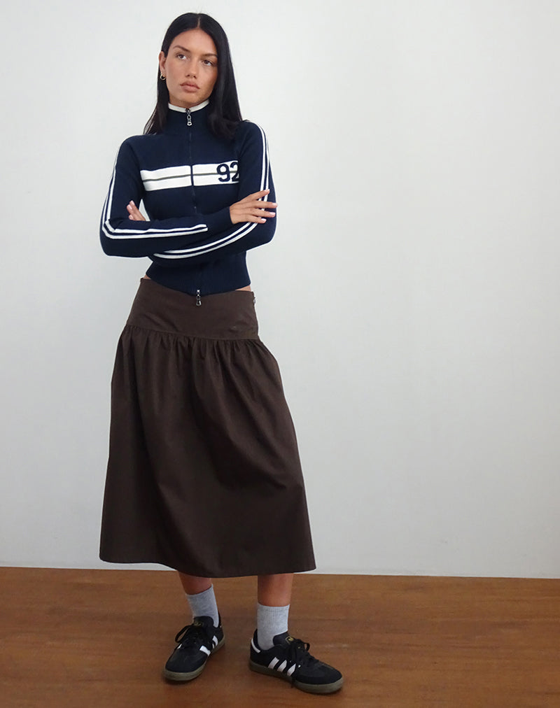 Takiya Zip Through Jacket in Deep Navy with 92 Design