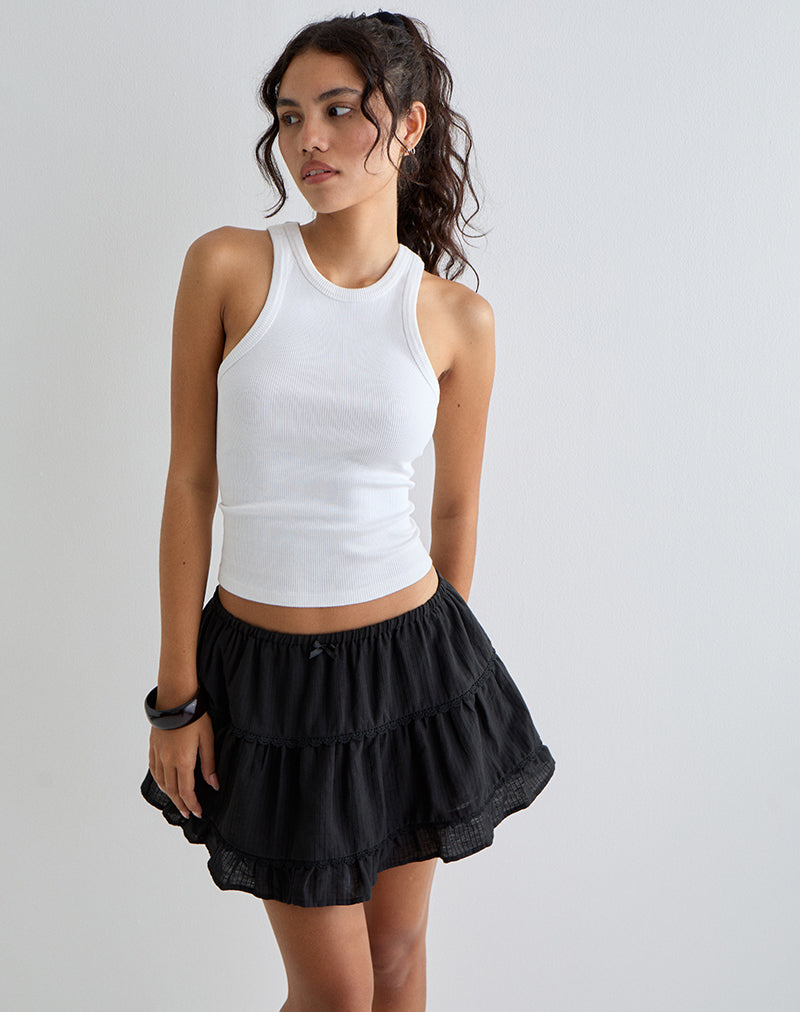 Talvi Tiered Frill Mini Skirt in Black