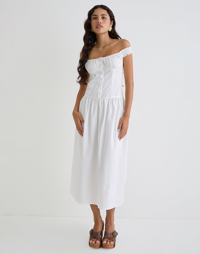 Tamashi Off the Shoulder Maxi Dress in White