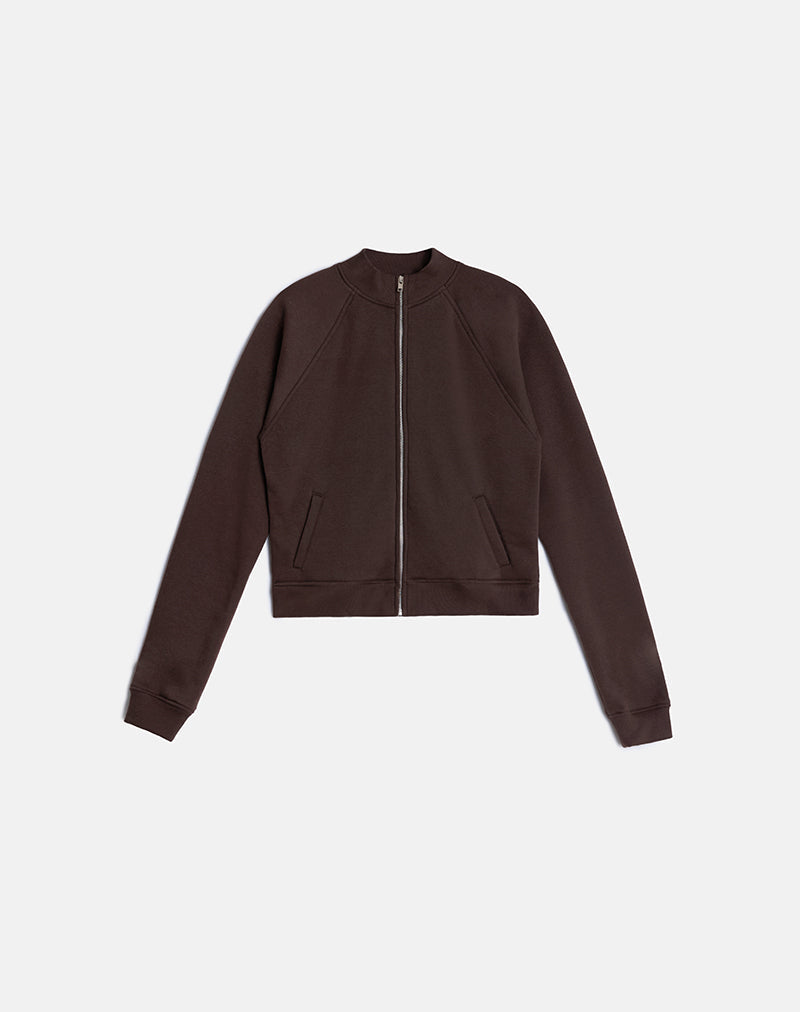 Tamayo Zip Turtleneck Jumper in Bitter Chocolate