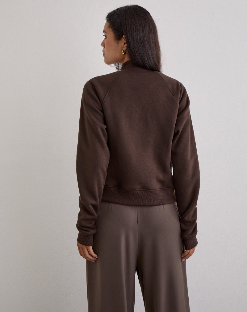 Tamayo Zip Turtleneck Jumper in Bitter Chocolate
