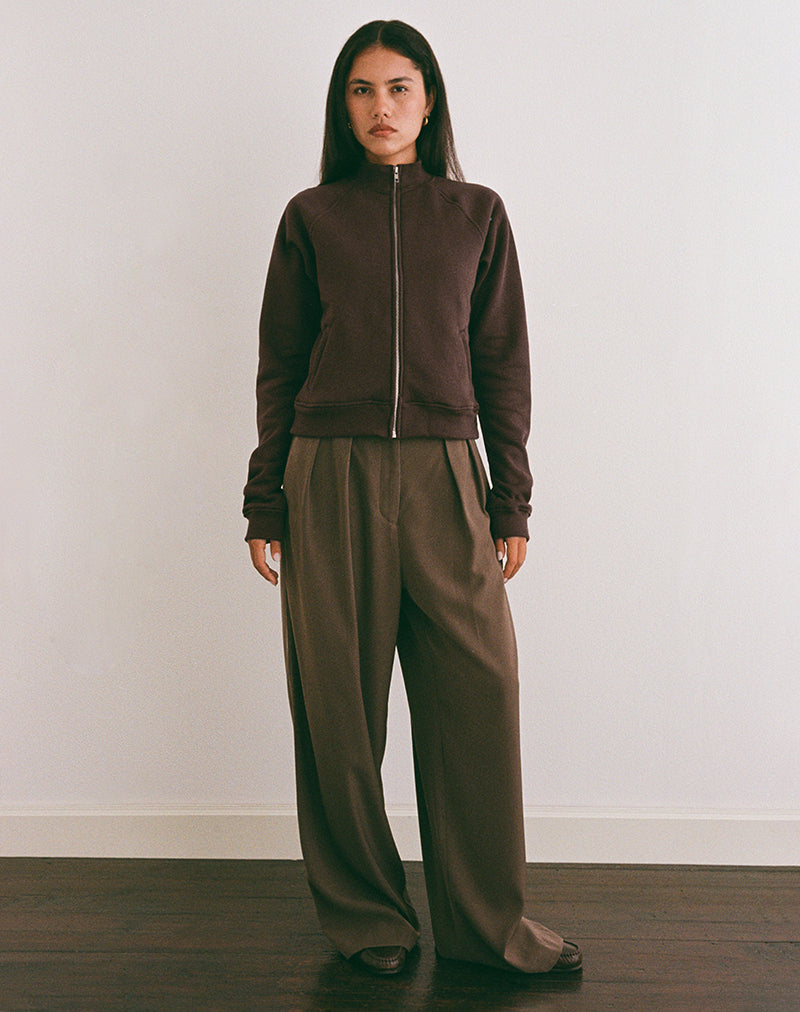 Tamayo Zip Turtleneck Jumper in Bitter Chocolate