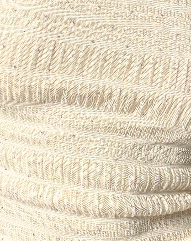 Tamia Asymmetric Top in Sequin Mesh Ivory