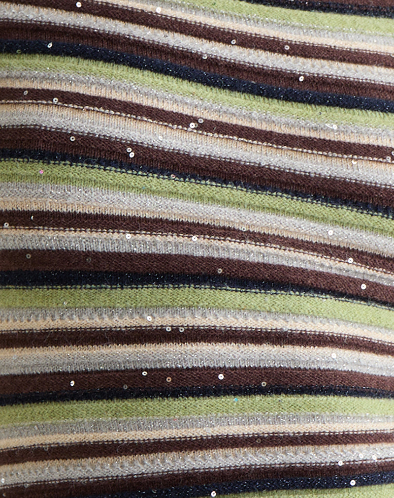 Tamia Top in Green and Brown Stripe