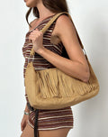 Teria Tassel Bag in Suede Tan