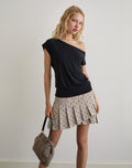 Tarja Mini Skirt in Beige with Polka Pinstripe