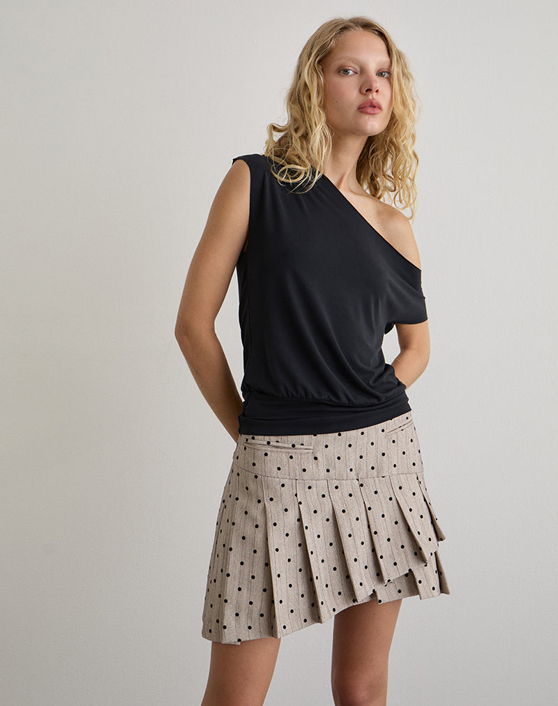 Tarja Mini Skirt in Beige with Polka Pinstripe
